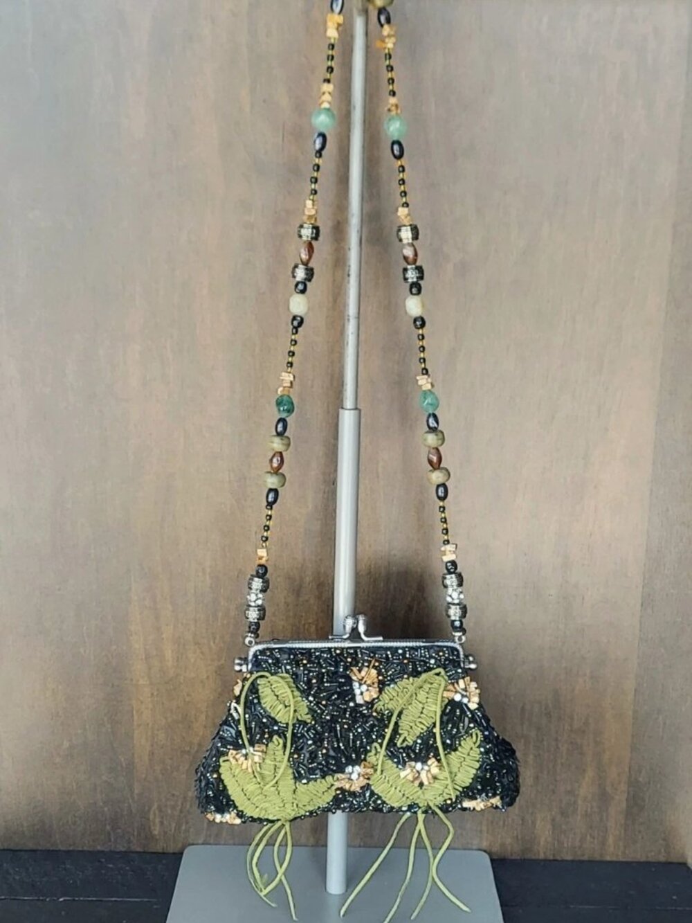 Mary Frances Beaded Sequin Floral Leaf Small Evening Bag